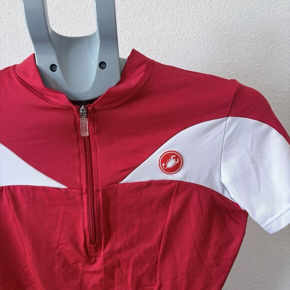 Castelli Cycling Jersey Womens Size Small Full Zip 2 Pocket Red and White Shirt - Picture 4 of 8